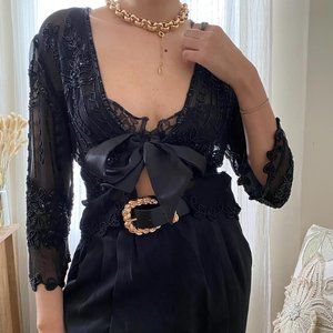 SOLD Papell Boutique Beaded Cropped Evening C